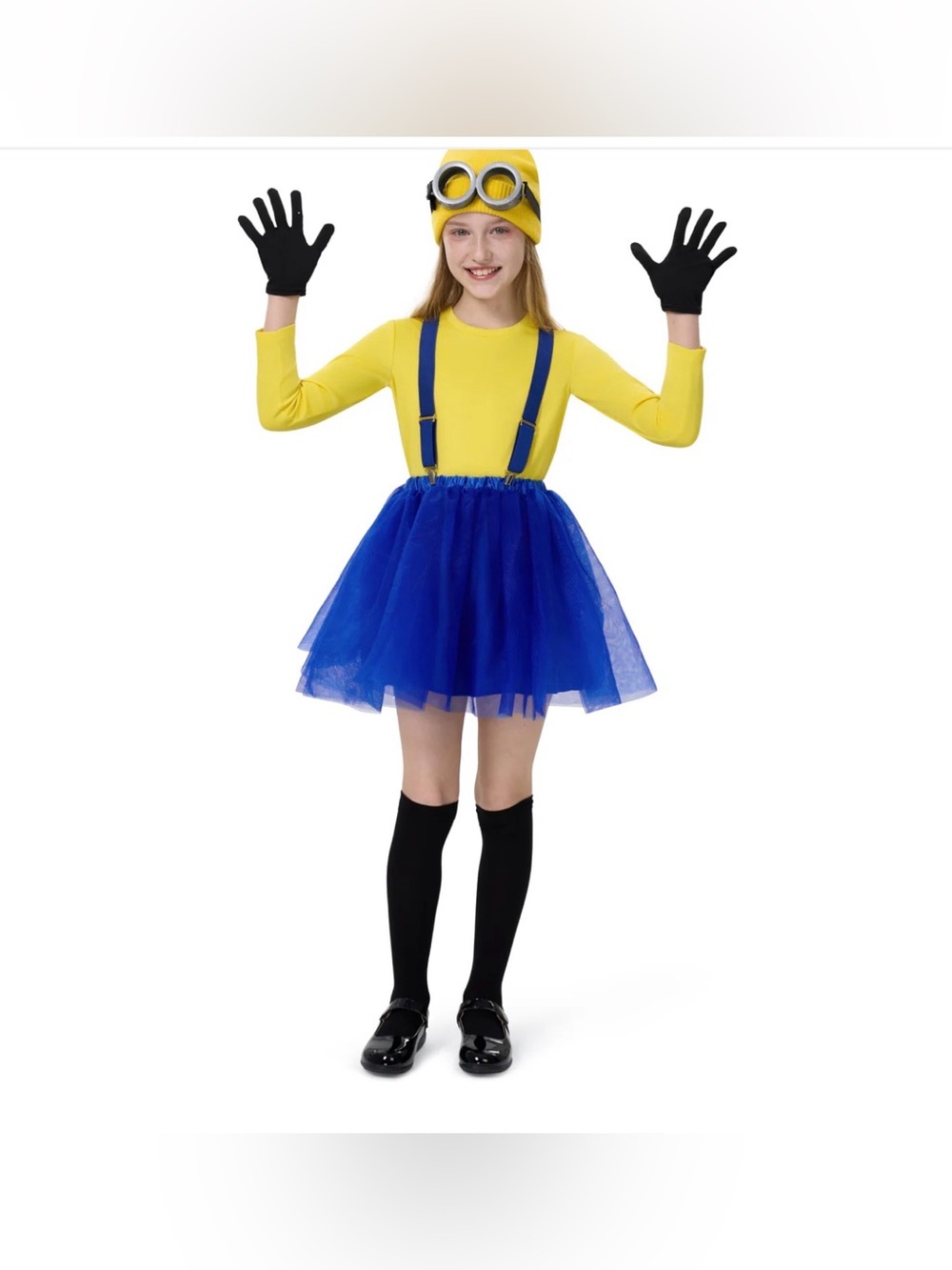 New! Halloween Minion Child Girl Cute Yellow Shirt Tutu Outfit SZ 10-12